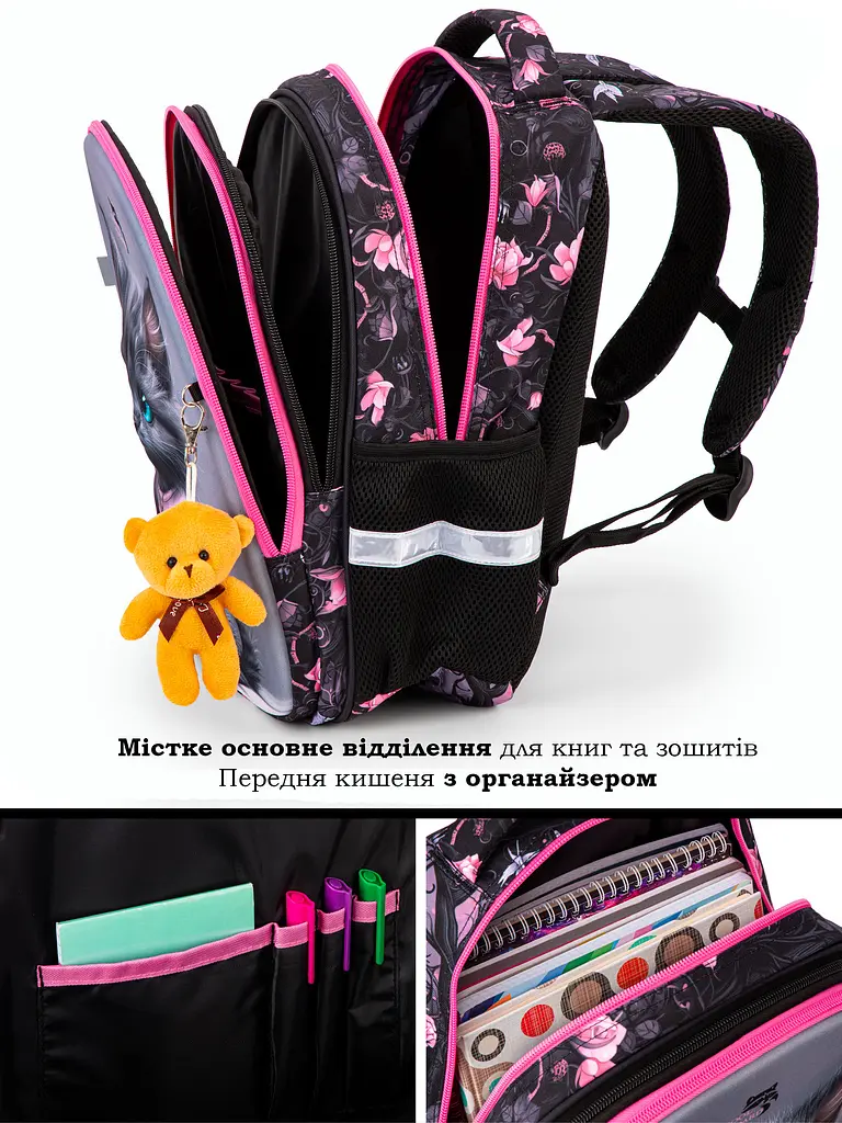 Ортопедический школьный рюкзак School Standard 6 в 1 для девочки 570 гр 20 литров Серый - фото 6