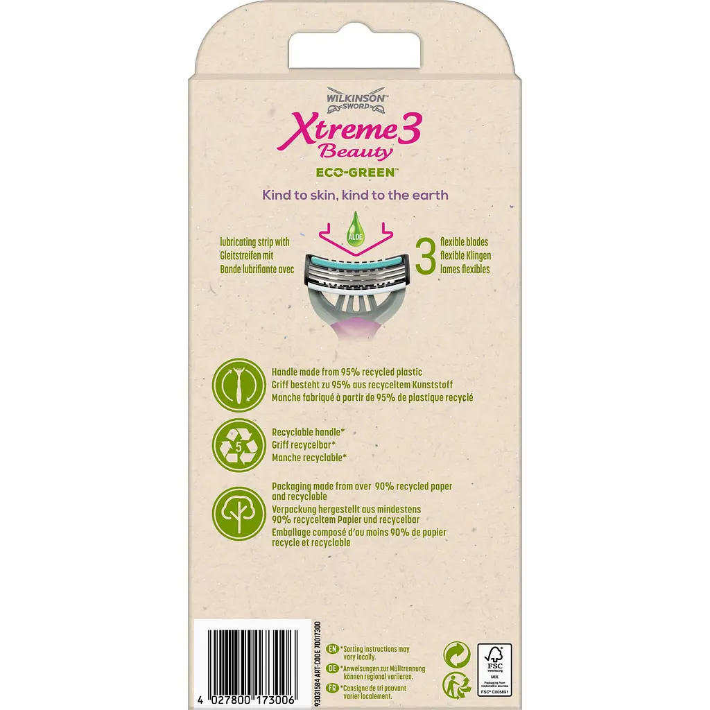 Бритва одноразовая Wilkinson Sword Xtreme 3 Beauty Eco Green, 4 шт. - фото 2