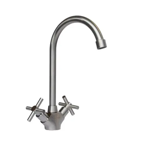 Змішувач кухонний Platinum 48 REY (8635) на кран-буксах поворотний двохвентильний з нержавіючої сталі - фото 2