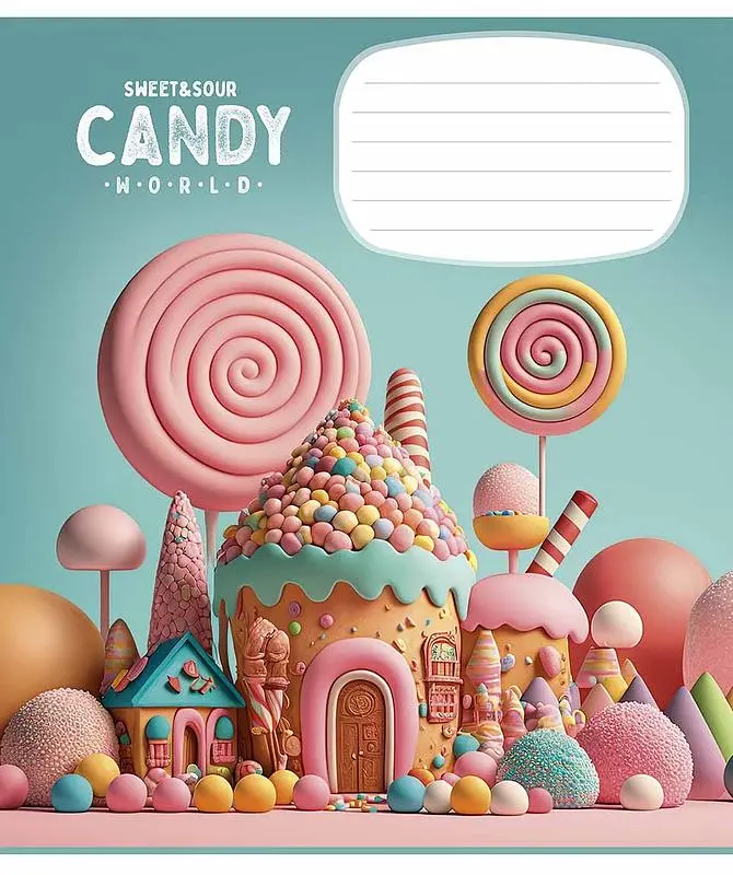 Зошит загальний Школярик Candy world у косу лінію 12 аркушів 30 шт. (012-3266C) - фото 4