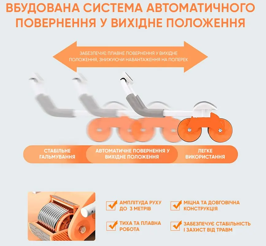 Ролик для пресу EasyFit зі зворотним механізмом та лічильником (EF-1357) - фото 4