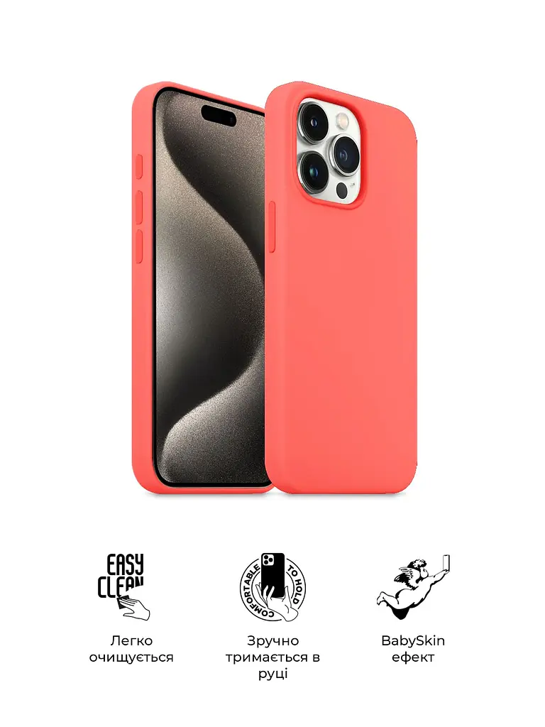 Силиконовый чехол для Apple iPhone 15 Pro Max, ICON2 Case, розовый, противоударный, панель, защита всего корпуса, матовая поверхность Soft Touch, выступает над дисплеем, совместим с защитными стеклами и пленками, с микрофиброй - фото 3