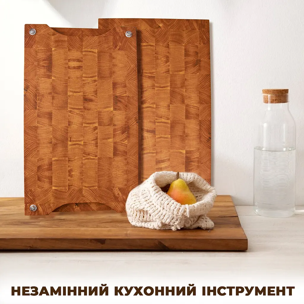 Торцева обробна кухонна дерев’яна дошка з дуба 30 x 40 x 4 см - фото 4