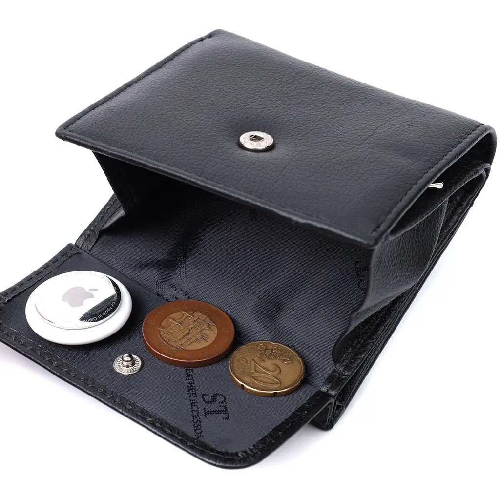Жіночий гаманець середнього розміру із монетницею зовні із натуральної шкіри ST Leather 22719 чорний - фото 10