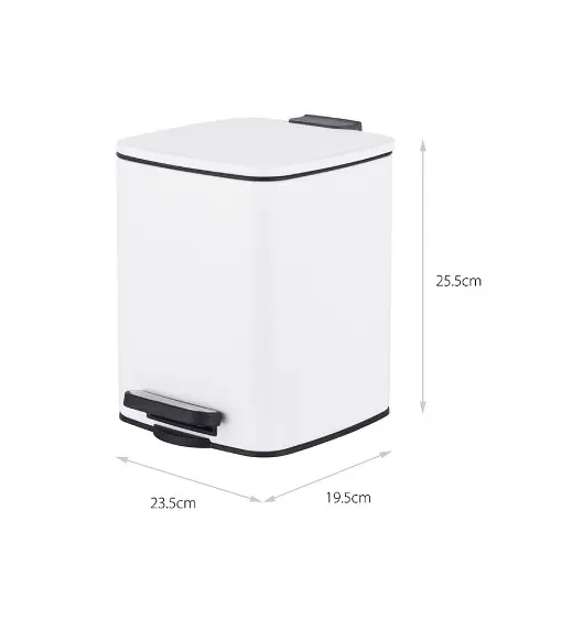 Відро для сміття Zerix Kubix-TC0106 White з плавним закриттям, квадратне, 6 л, біле (ZX6109) - фото 7