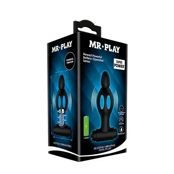 Анальна пробка з вібрацією Mr.Play Powerful Vibrator Black, 11,8х4 см, чорний - фото 4