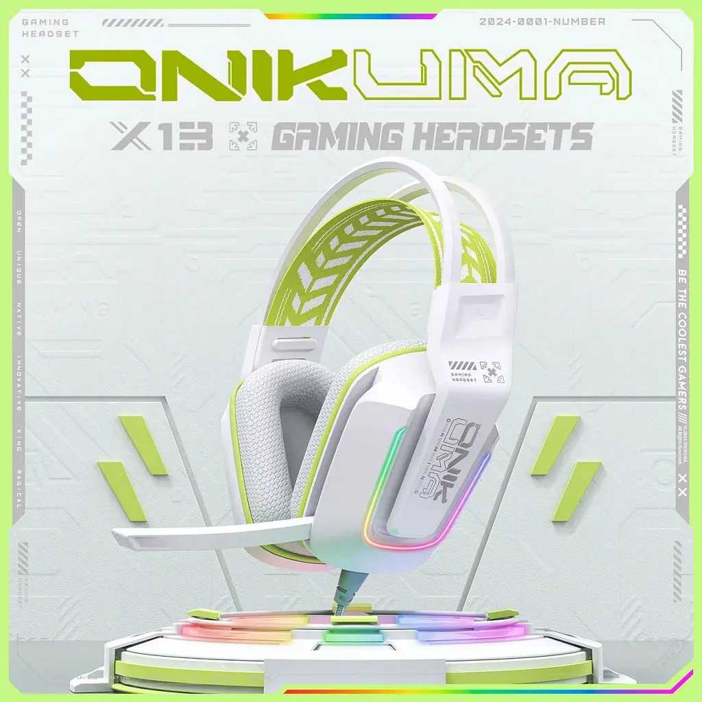 Навушники Onikuma ігрові з мікрофоном X-13 Pro White для ПК ноутбука PS4 PS5 з RGB підсвіткою та шумоподавленням Білий - фото 2
