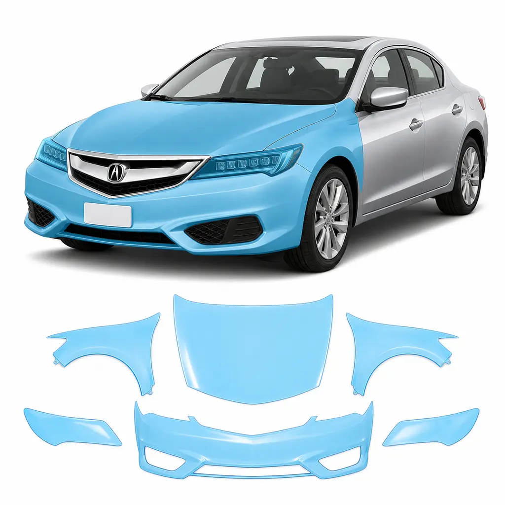 Антигравійна захисна бронеплівка за лекалами для Acura ILX I facelift 2016-2018 - передня частина авто (капот бампер крила))