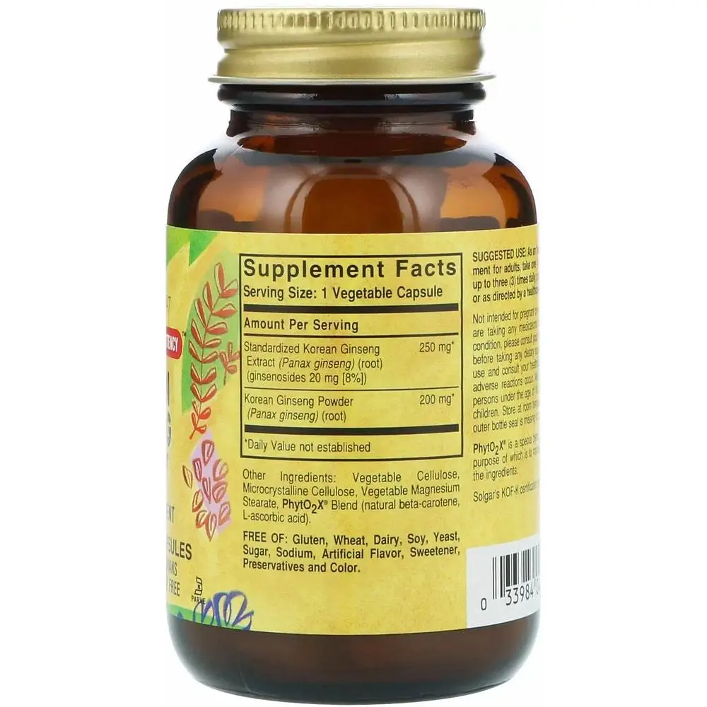 Екстракт кореня женьшеню Solgar Korean Ginseng Root Extract 60 капсул - фото 2
