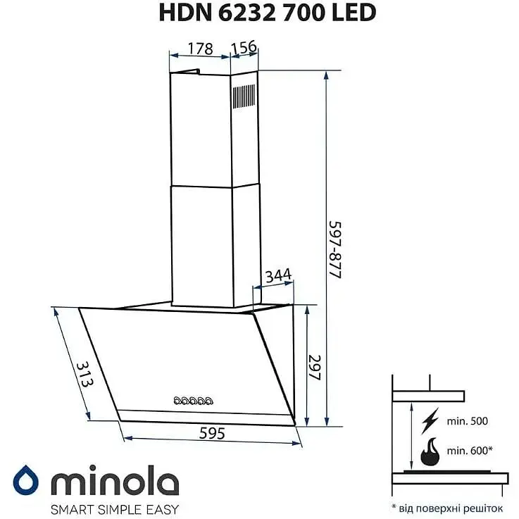 Вытяжка Minola HDN 6232 BL/Inox 700 LED - фото 5