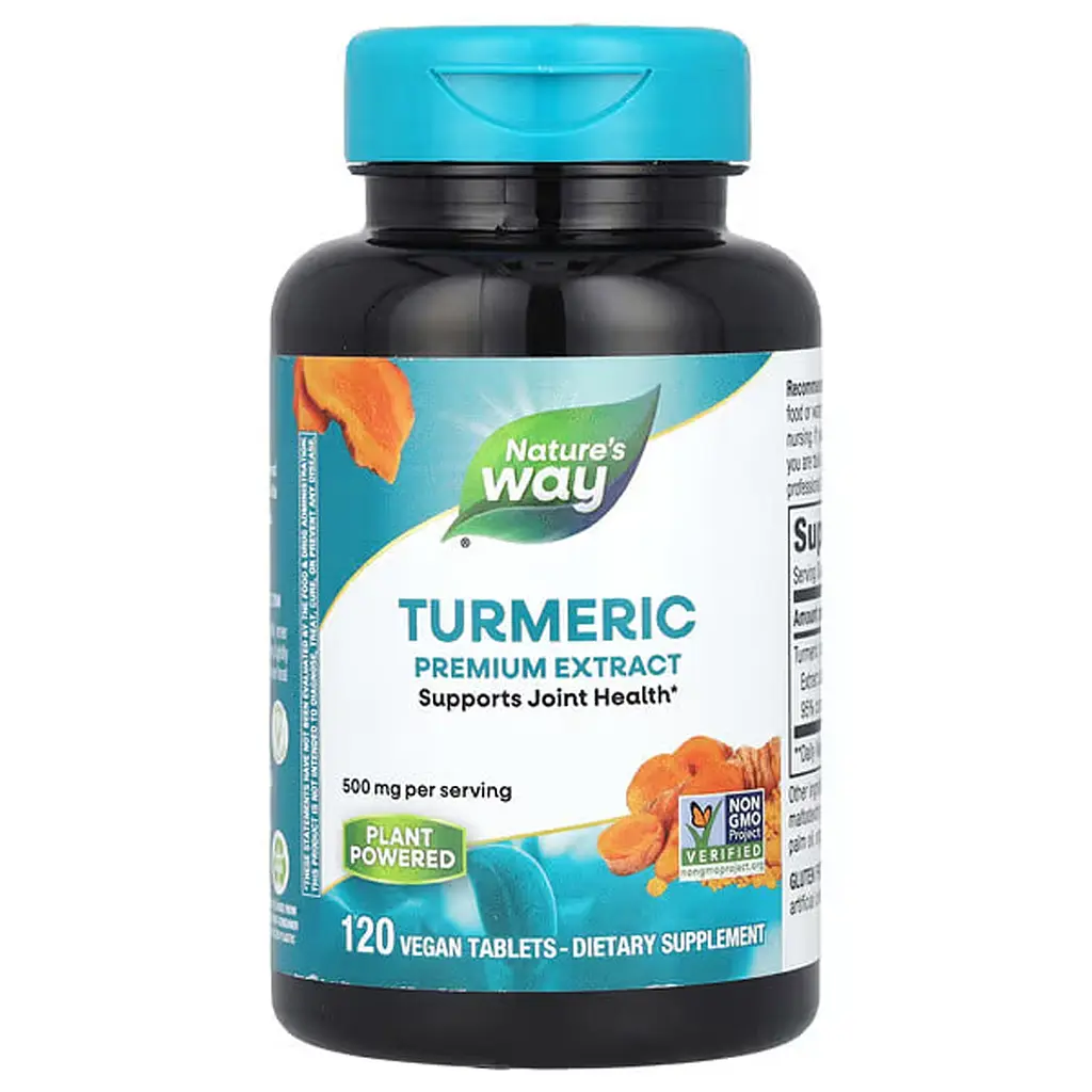 Куркумін, Turmeric, преміум екстракт, 500 мг, 120 веганських пігулок Nature's Way vit0002544