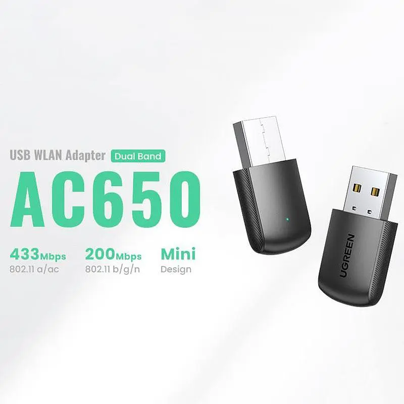 Адаптер Wi-Fi AC650 11ac Dual-Band USB 2.0 (CM448) Ugreen - фото 6