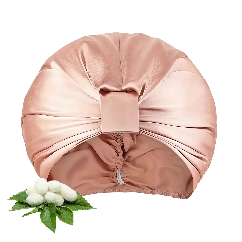 Одношаровий шовковий бонет для волосся MaryuPHair 100% Silk (персиковий)