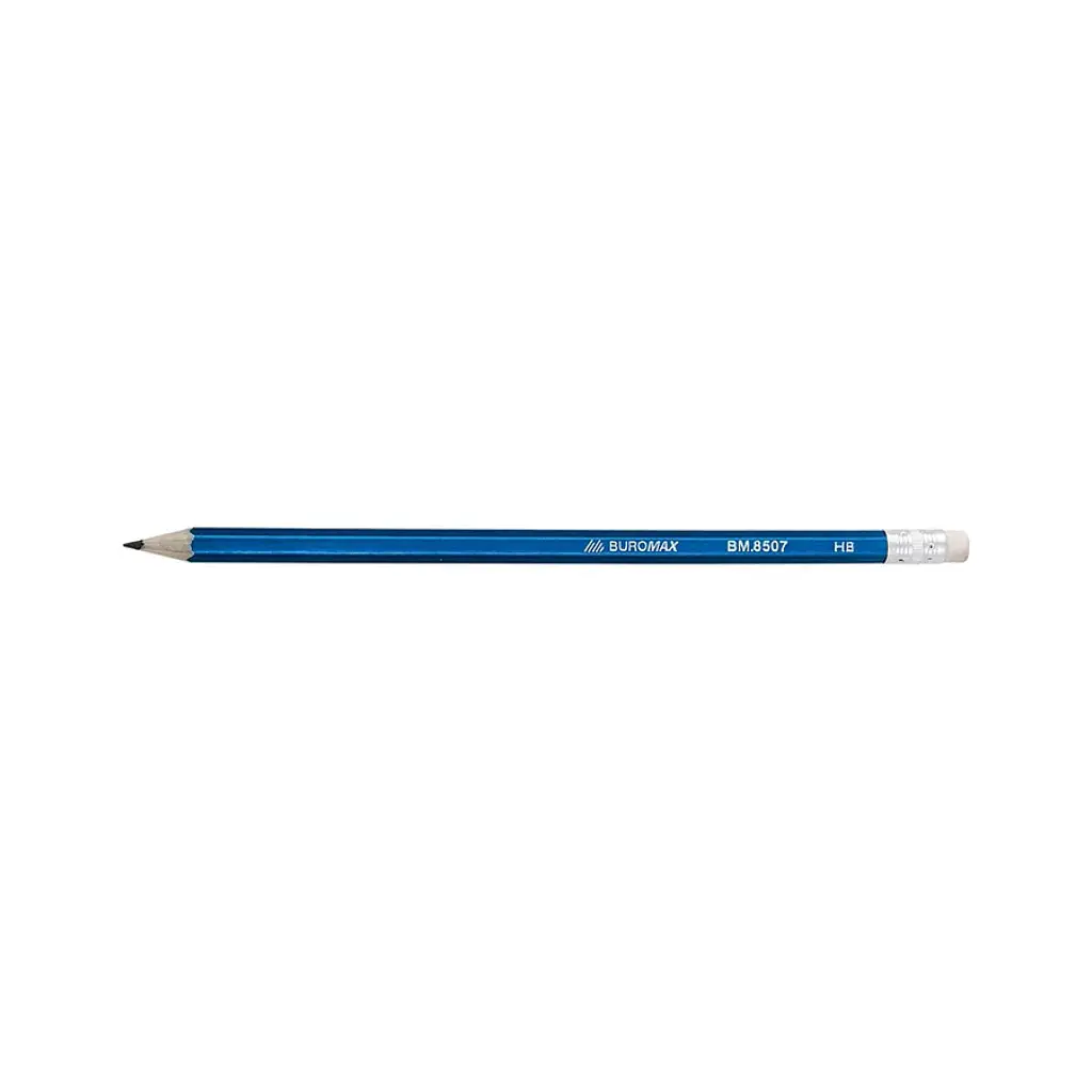 Олівець графітний Buromax НВ, with eraser, Metallic, assorted colors, tube (BM.8507) - фото 2