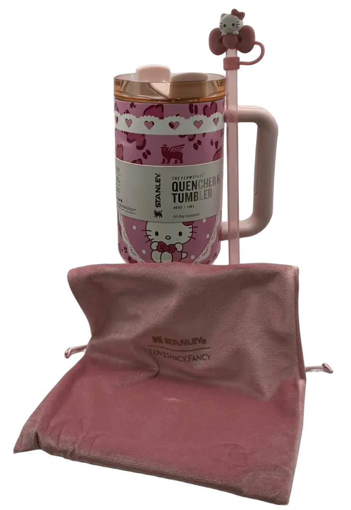 Термос термочашка Stanley Quencher H2.0 Tumbler Світиться у темряві 1,18 л Hello Kitty Pink Love Edition KT7001978 - фото 4