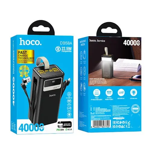 Універсальна мобільна батарея Hoco DB58A Plentiful 22.5W fully compatible 40 000mAh чорний - фото 2
