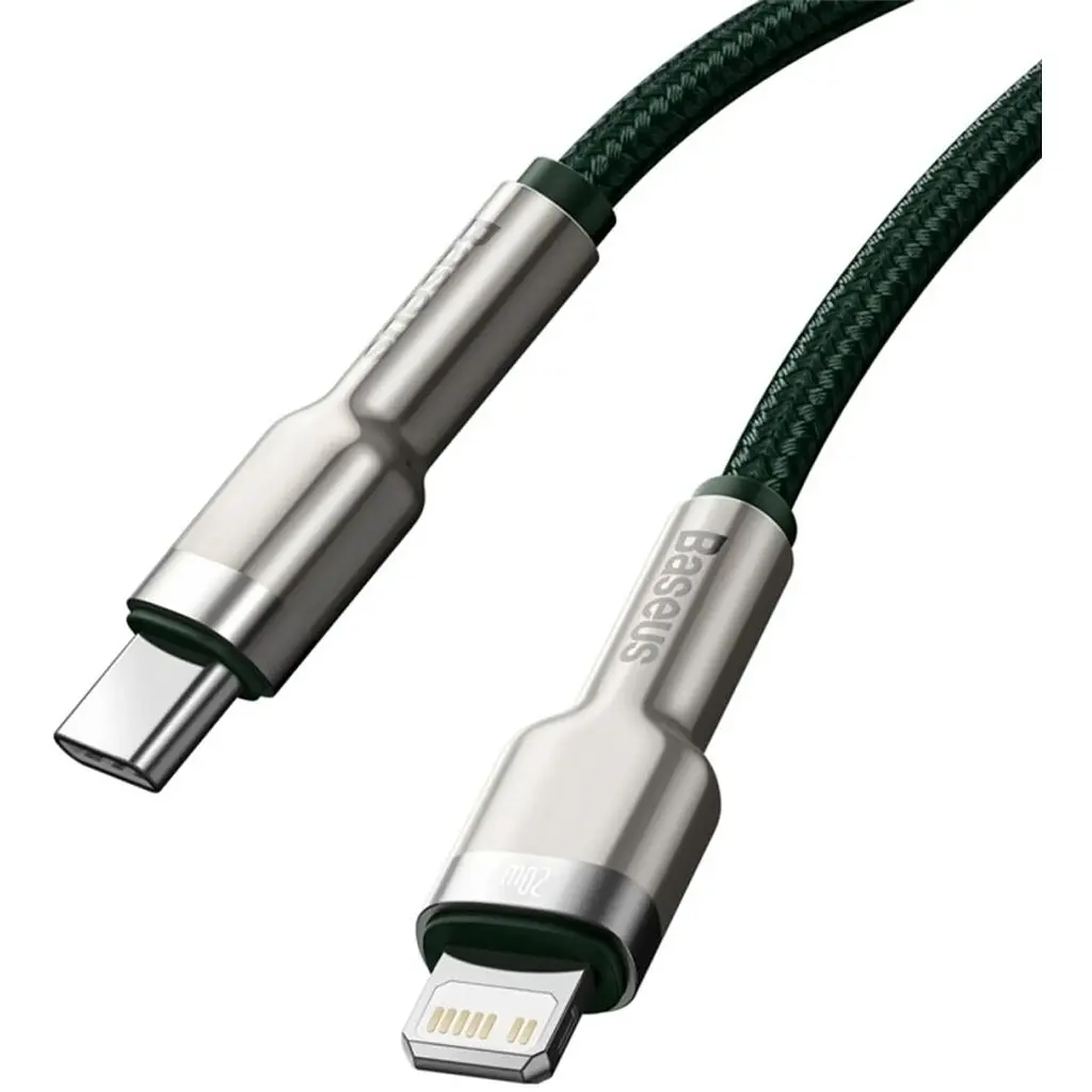 Кабель Baseus Cafule Metal USB-C to Lightning PD 20W 1m Green (CATLJK-A06) [169507] - фото 2