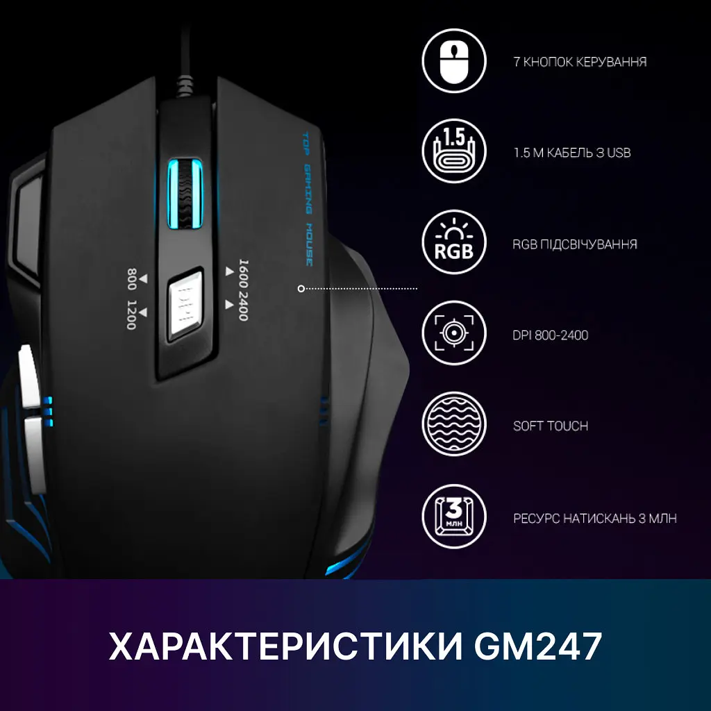 Мишка GamePro GM247 Storm USB Black (GM247) - фото 11