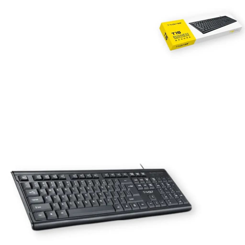 Клавіатура провідна T-Wolf T15 офісний форм-фактор кабель 1.3 м чорна (DV-169475_302) - фото 2