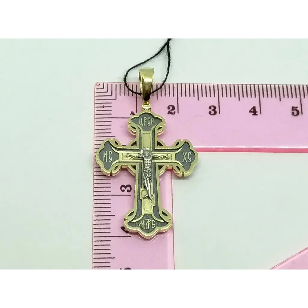 Золотий хрестик Харківська ювелірна фабрика. Розп'яття Христа. 11484-ЧЕВРО - фото 4