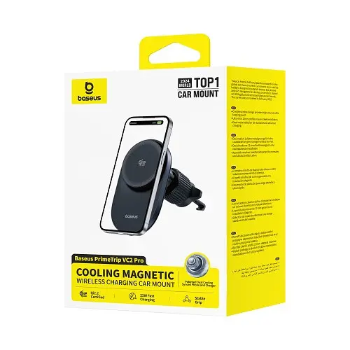 Бездротовий зарядний пристрій Baseus PrimeTrip VC2 Pro Magnetic Wireless Charging Car Mount Qi2.2 чорний C0013N00 - фото 2
