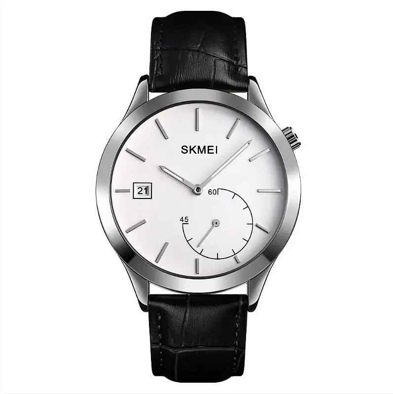 Мужские кварцевые часы Skmei 1581 Prestige черные с серебристым - фото 2