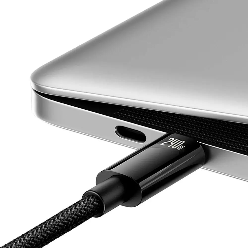 Кабель Baseus Tungsten Gold Fast Charging Data USB-C to USB-C 240W 3m Black (CAWJ040201) [90240] - фото 3