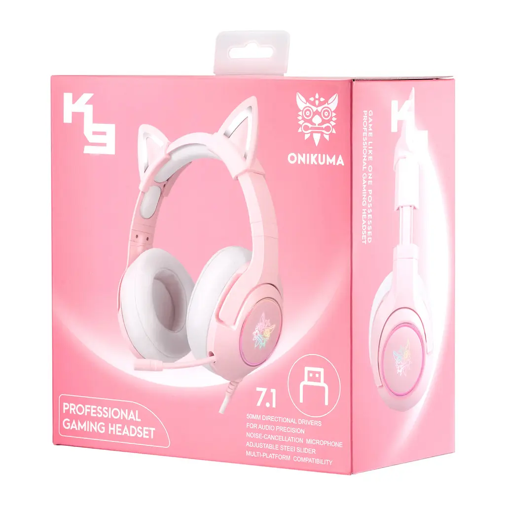 Навушники Onikuma K9 Cat Ear 7.1 рожеві - фото 2