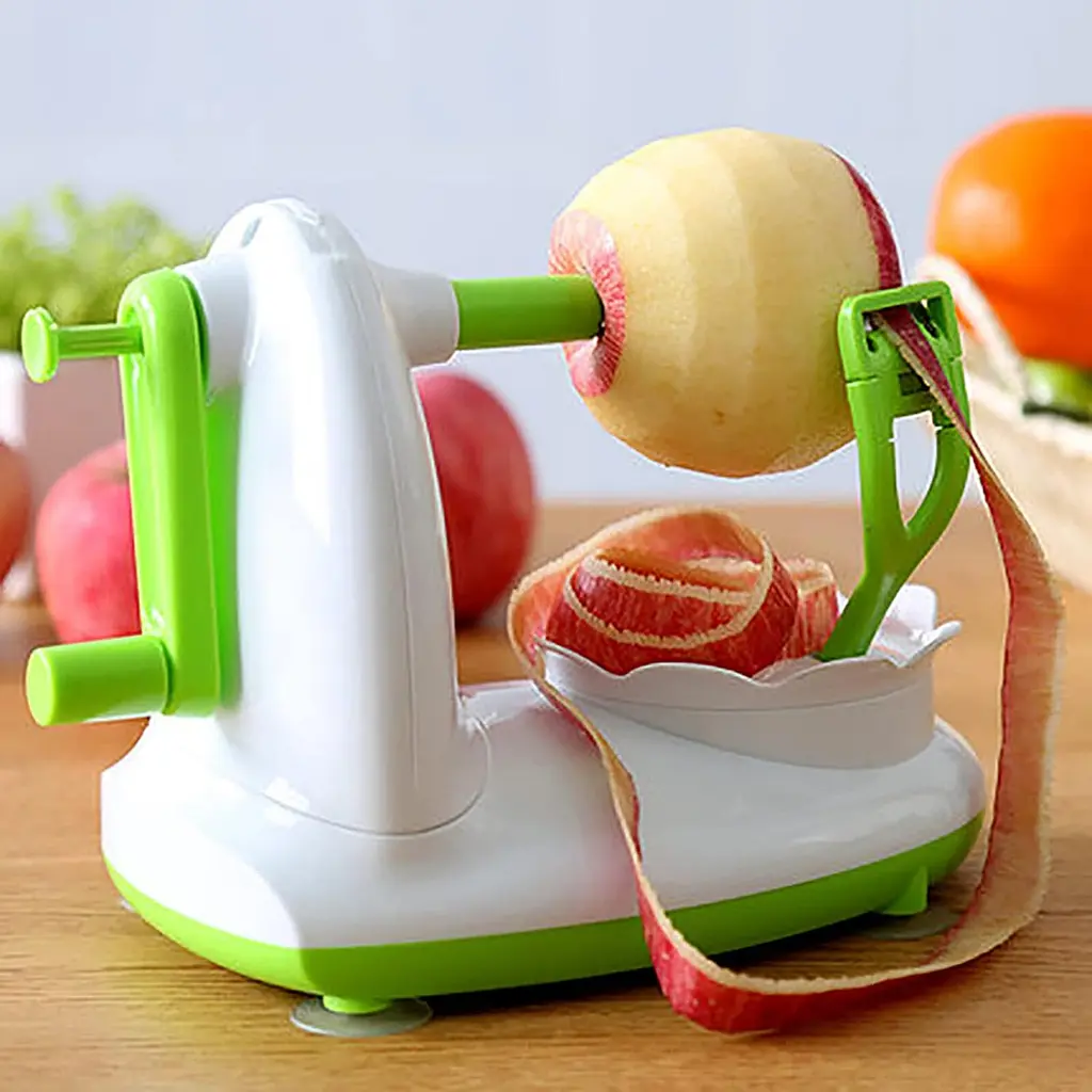 Яблукорізка + яблукочистка прилад для чищення та нарізки яблук, Kitchen Master Білий 84101 - фото 3