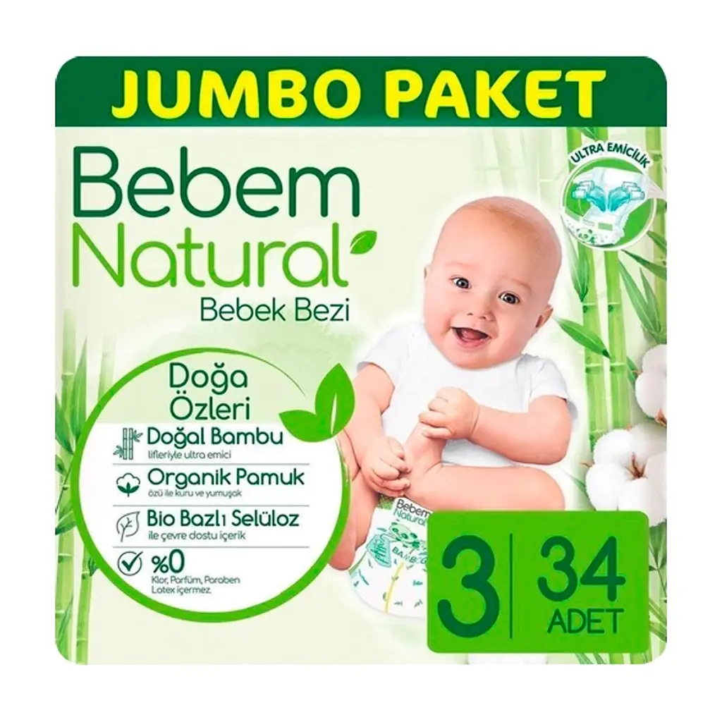 Підгузки Bebem Natural 3 midi 4-9 кг 34 шт (8690536806010) - фото 2