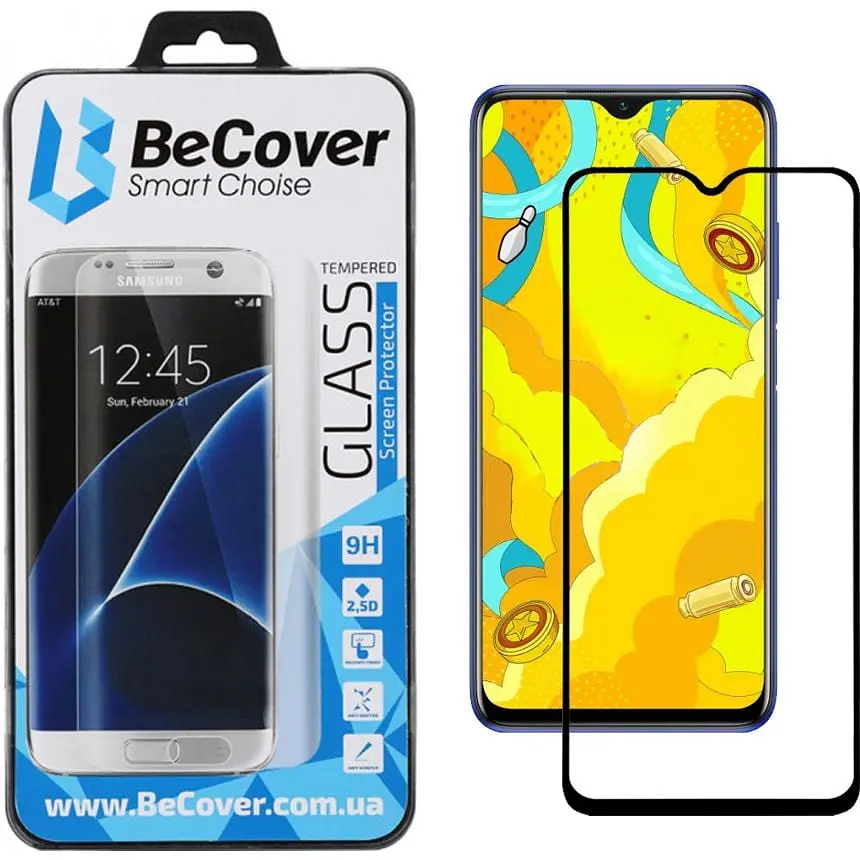Захисне скло BeCover для Poco M2 / Poco M3 Black (705664) - фото 1