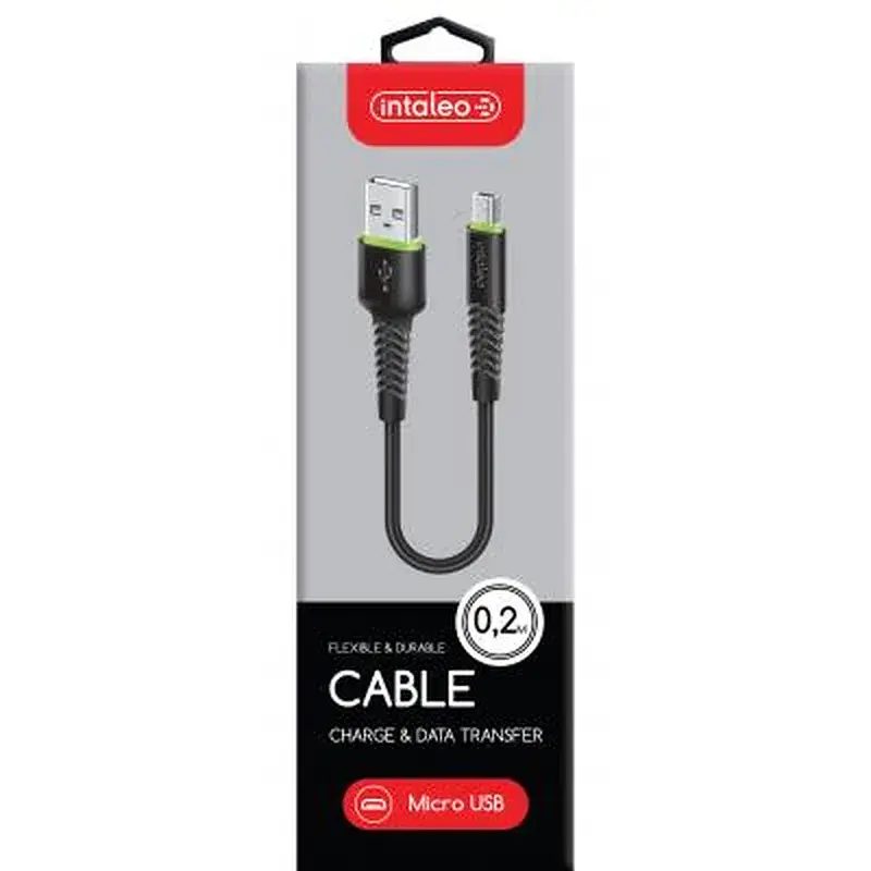 Дата кабель USB 2.0 AM to Micro 5P 0.2m CBFLEXM0 black Intaleo (1283126487422) - фото 2