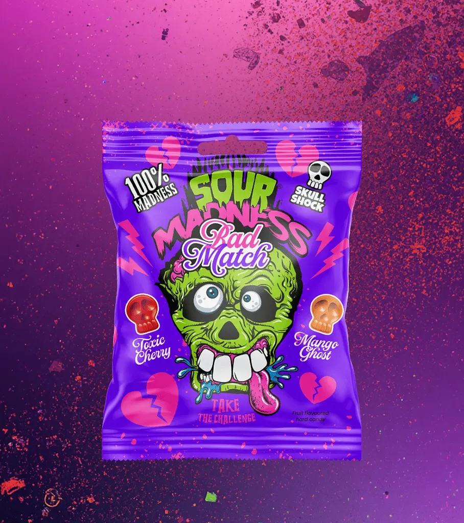 Кислі льодяники Sour Madness Bad Match Skull Shock 60г - фото 4