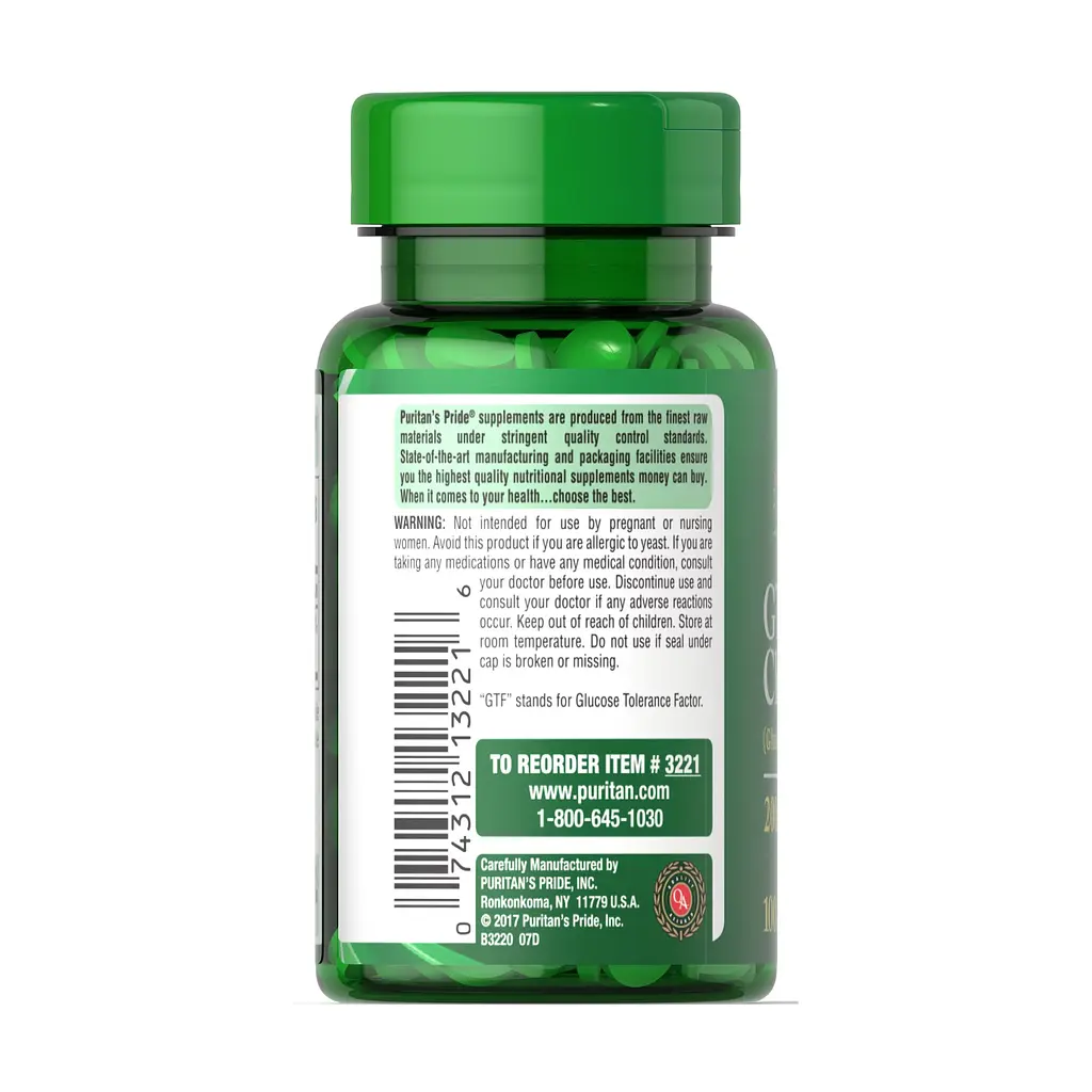 Хром Puritans Pride GTF Chromium 200 mcg 100 пігулок - фото 3