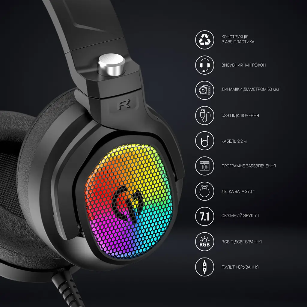 Навушники GamePro HS1300 RGB 7.1 Black (HS1300) - фото 12