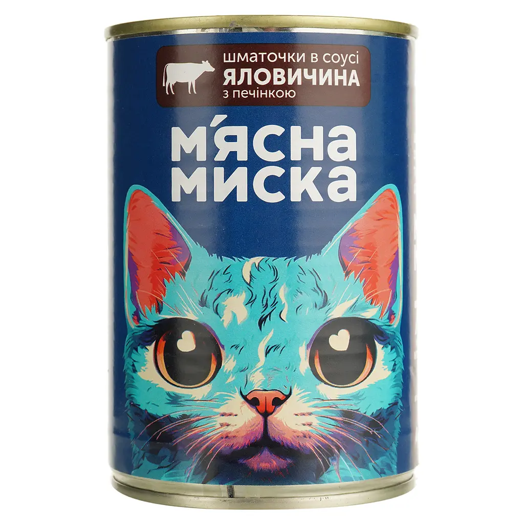 Влажный корм для кошек М'ясна миска кусочки в соусе с говядиной и печенью 415 г - фото 2