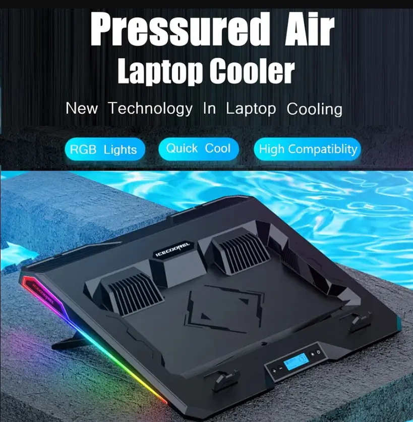 Охолоджувальна підставка для ноутбука 17.3 дюймів Ice Coorel A-3 2xUSB2.0 LCD speed controllers - фото 4