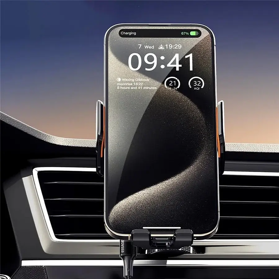 Тримач для телефона Essager Junyi 15W Wireless Phone Holder for Car (Air Outlet Type) Чорний (EZJWX-JY01-Z) - фото 2
