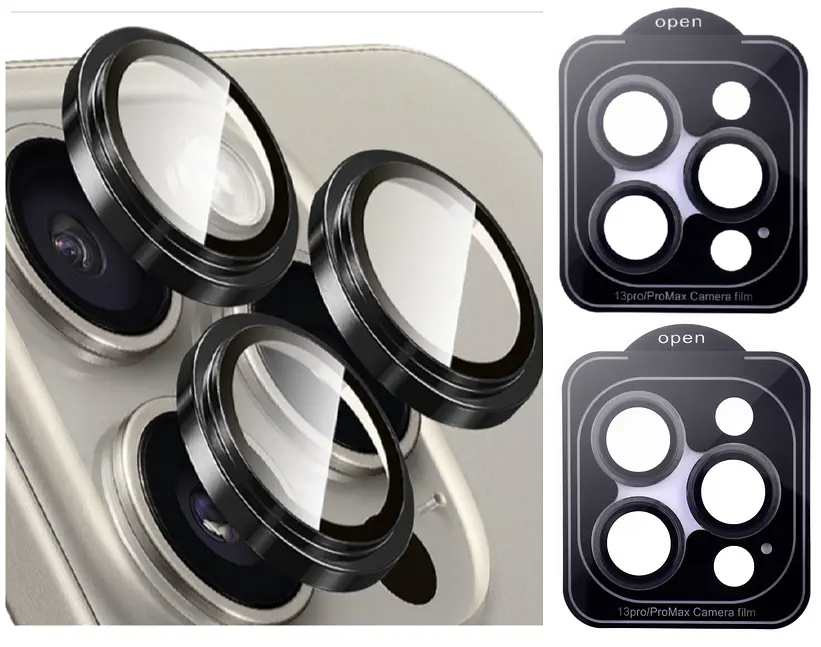 Захисне скло на камеру DK для Apple iPhone 13 Pro Max Lens Metal Ring Eagle Eye 015729 black 2 шт. - фото 2