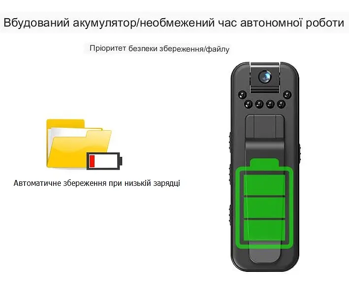 Міні камера Full HD автономна боді камера з нічним баченням акумулятор 500 мАч UKC - фото 17