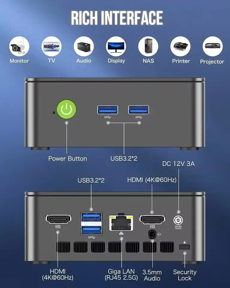 Неттоп GMKtec NucBox G3 Plus Titanium Grey N150 16Gb DDR4 512Gb SSD NVMe Graphics 2.5GLan 4xUSB 3.2 2xHDMI Windows 11 Pro крепление VESA в комплекте - фото 5