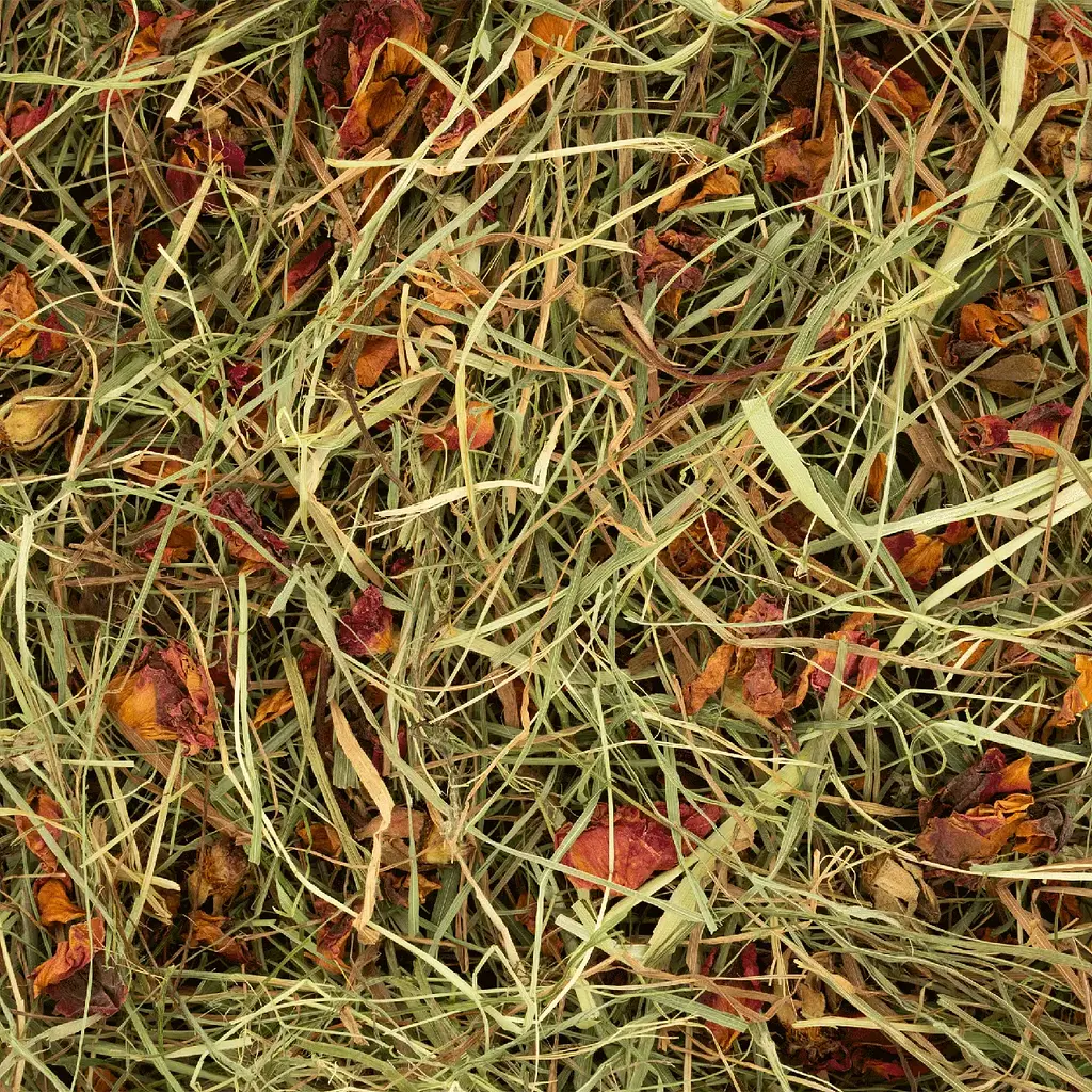 Сіно для гризунів Deli Nature Rodelicious Herbal Hay Roseflower & Marigold з квітами троянди та календулою 600 г 21362 - фото 2