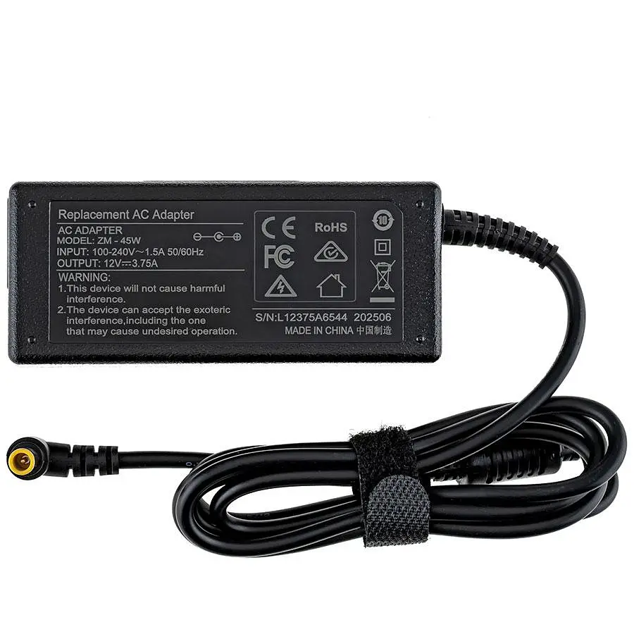 Блок живлення для монітора Samsung 12V 3.75A 45W 6.0 x 4.4мм+PIN чорний (без кабелю!) - фото 2