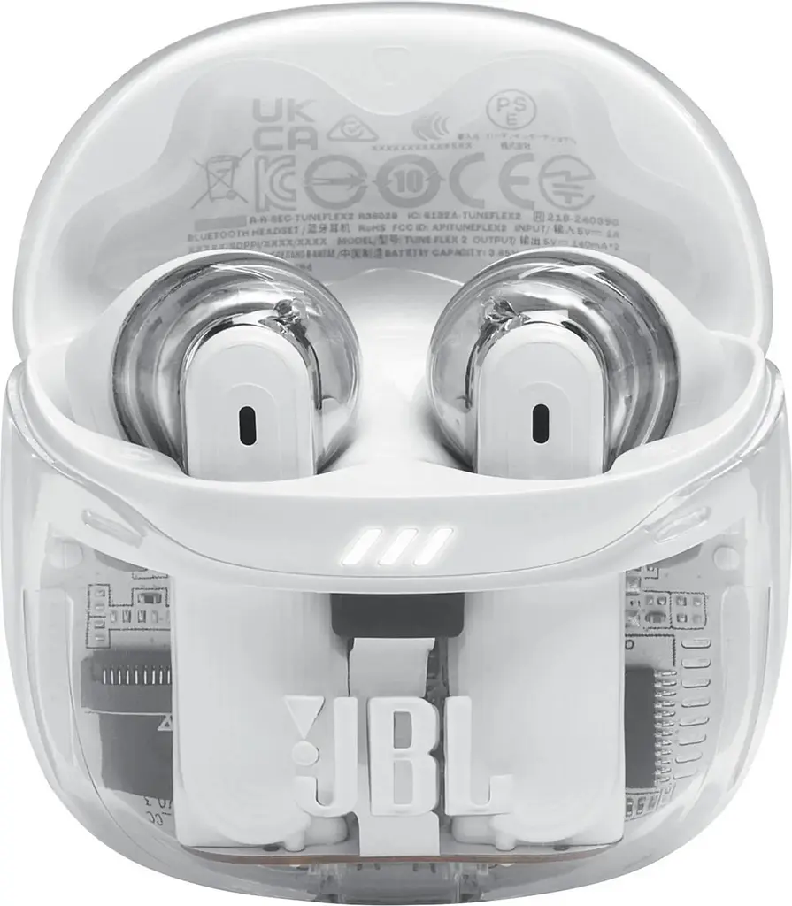 Навушники бездротові JBL Tune Flex 2 (JBLTFLEX2GWHT) стереогарнітура в кейсі прозора біла - фото 8