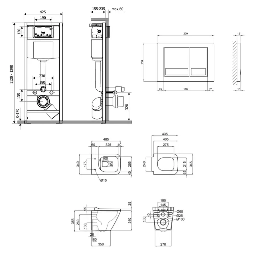 Набір Q-tap Nest 4 в 1 підвісний унітаз Tern Ultra Quiet 490x365x325 + комплект інсталяції QT1733052EUQW45157 - фото 2