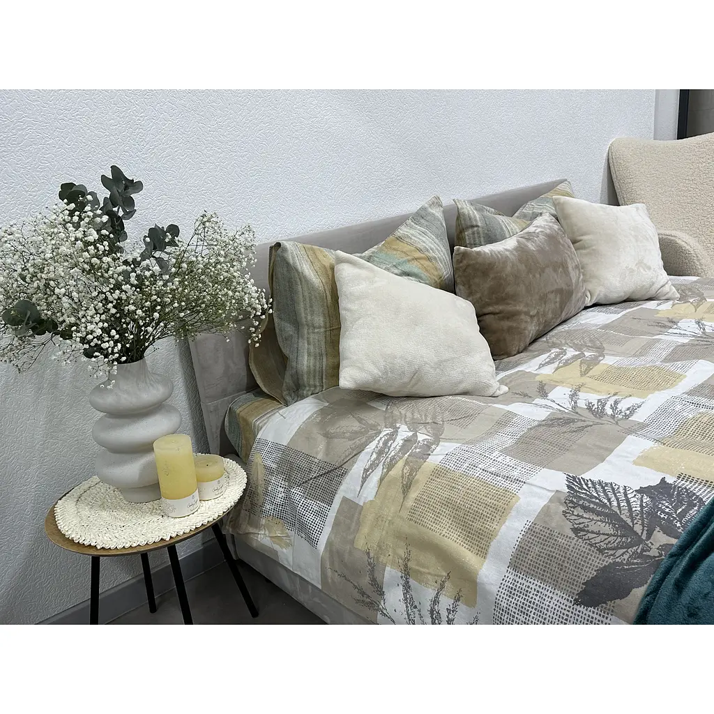 Комплект постільної білизни Ecotton двоспальний 2125314 Листя на бежевому (24387) - фото 4