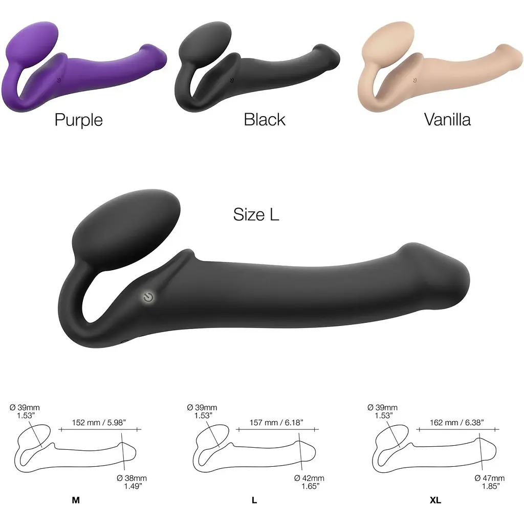 Безремінний страпон з вібрацією Strap-On-Me Vibrating Black L - фото 4