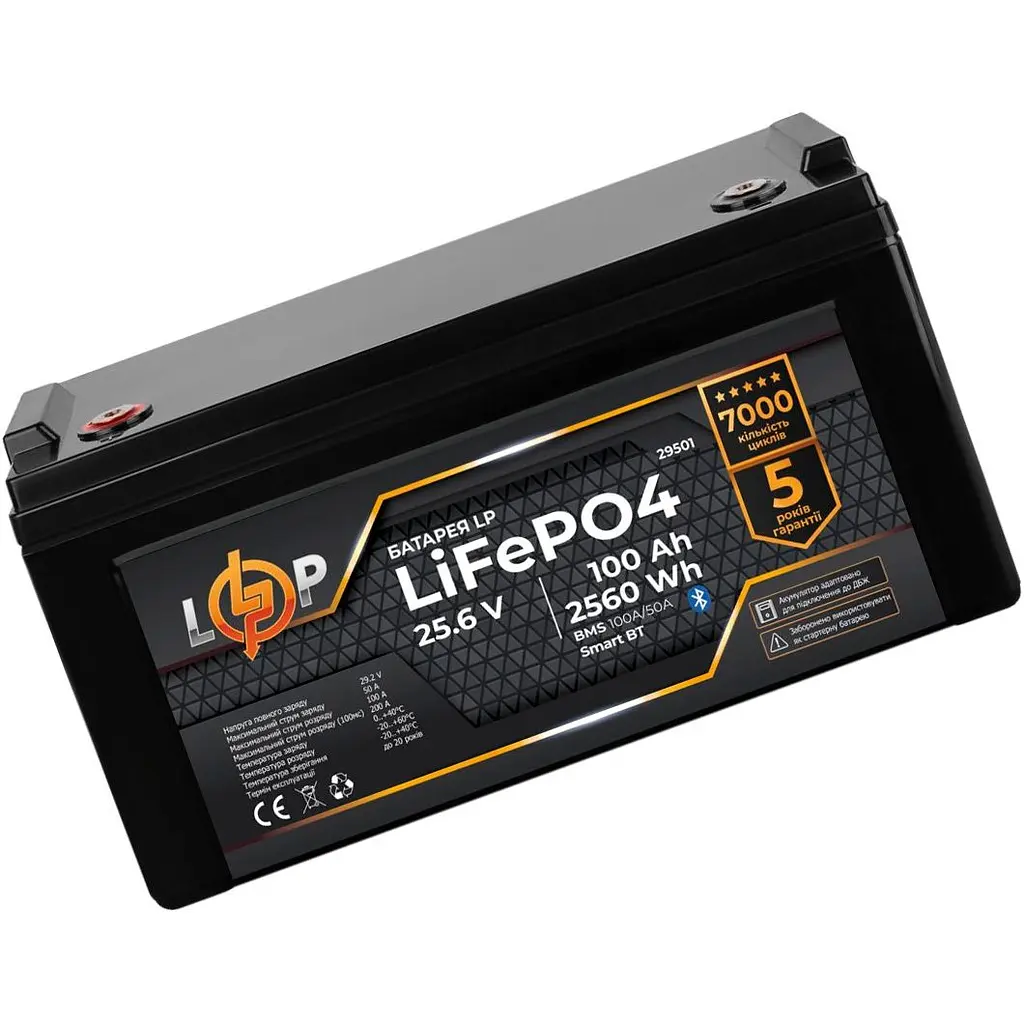 Аккумулятор LogicPower LiFePO4 Smart BT 24V 25.6V/100Ah/2560Wh BMS 100A/50А [29501] [107376] - фото 3