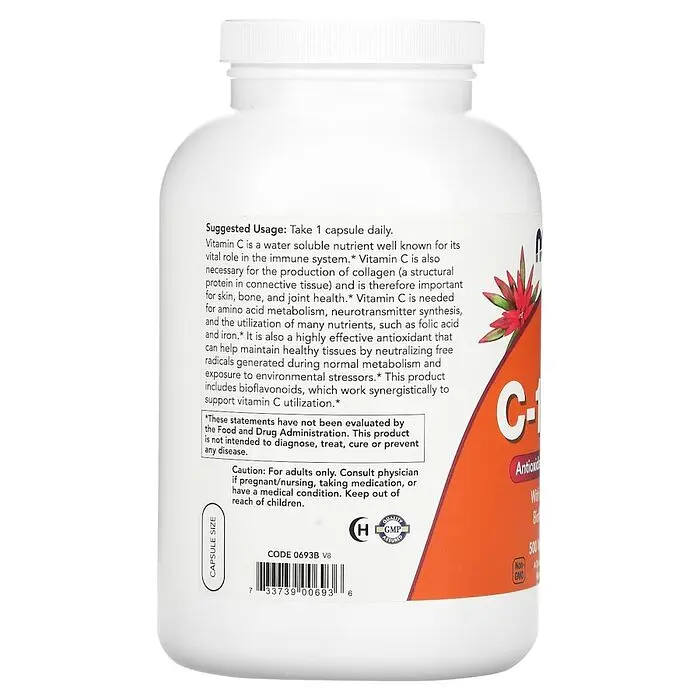 Вітаміни та мінерали NOW Vitamin C-1000 with Bioflavonoids, 500 вегакапсул - фото 3