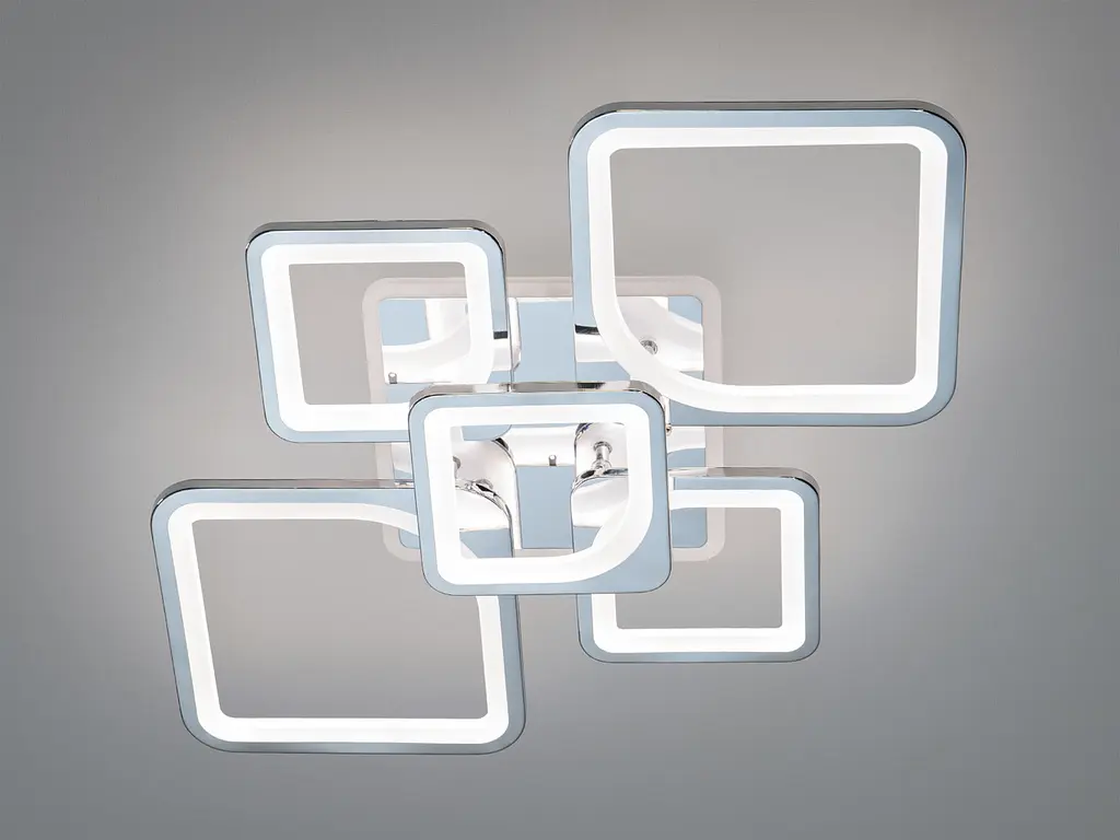 Люстра стельова LED Diasha 8060/2+3HR, 95W, 3200K-6500K, хром, сучасний стиль для дому, з пультом, диммером, акриловий плафон - фото 3